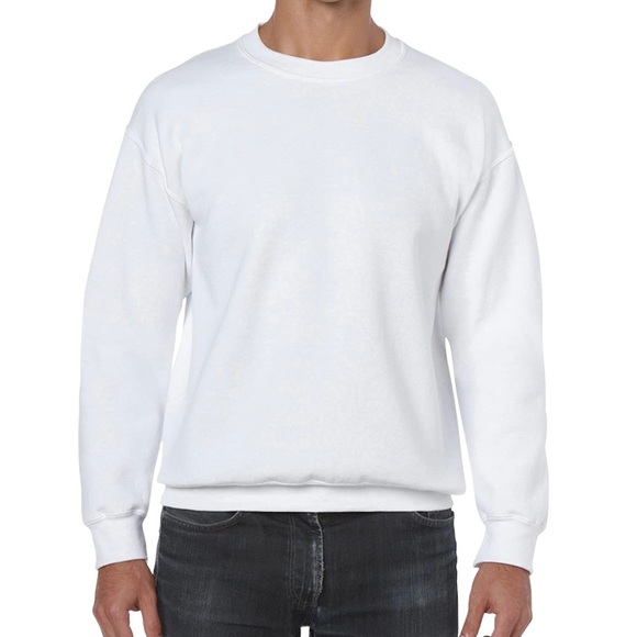Gildan Other - GILDAN Unisex White Heavy Blend Fleece Crewneck Cotton Blend Sweatshirt Sz L
